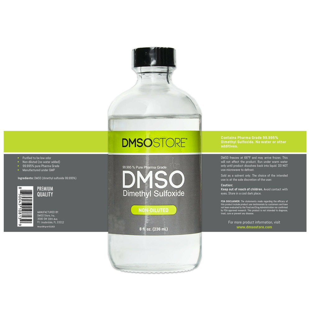 DMSO 8 oz. Glass Bottle Non-diluted 99.995% Low Odor Pharma Grade Liquid Dimethyl Sulfoxide - dmsostore