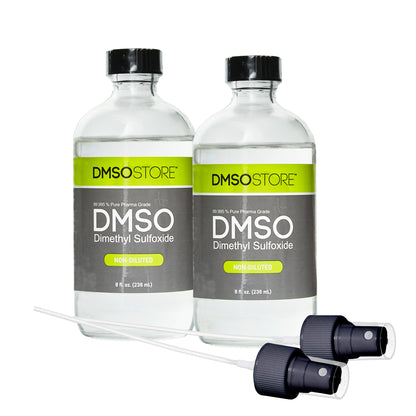 Two Glass bottles of Pure 99.995 pharmaceutical DMSO with 2 sprayer - mister pieces 