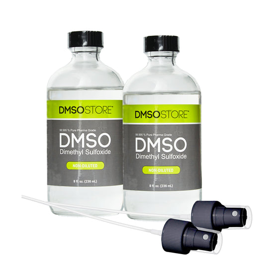 Two Glass bottles of Pure 99.995 pharmaceutical DMSO with 2 sprayer - mister pieces 