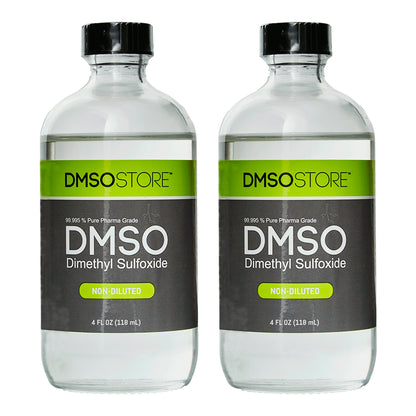 DMSO 4 oz. 2 Glass Bottles Non-diluted 99.995% Low Odor Pharma Grade Liquid Dimethyl Sulfoxide - dmsostore