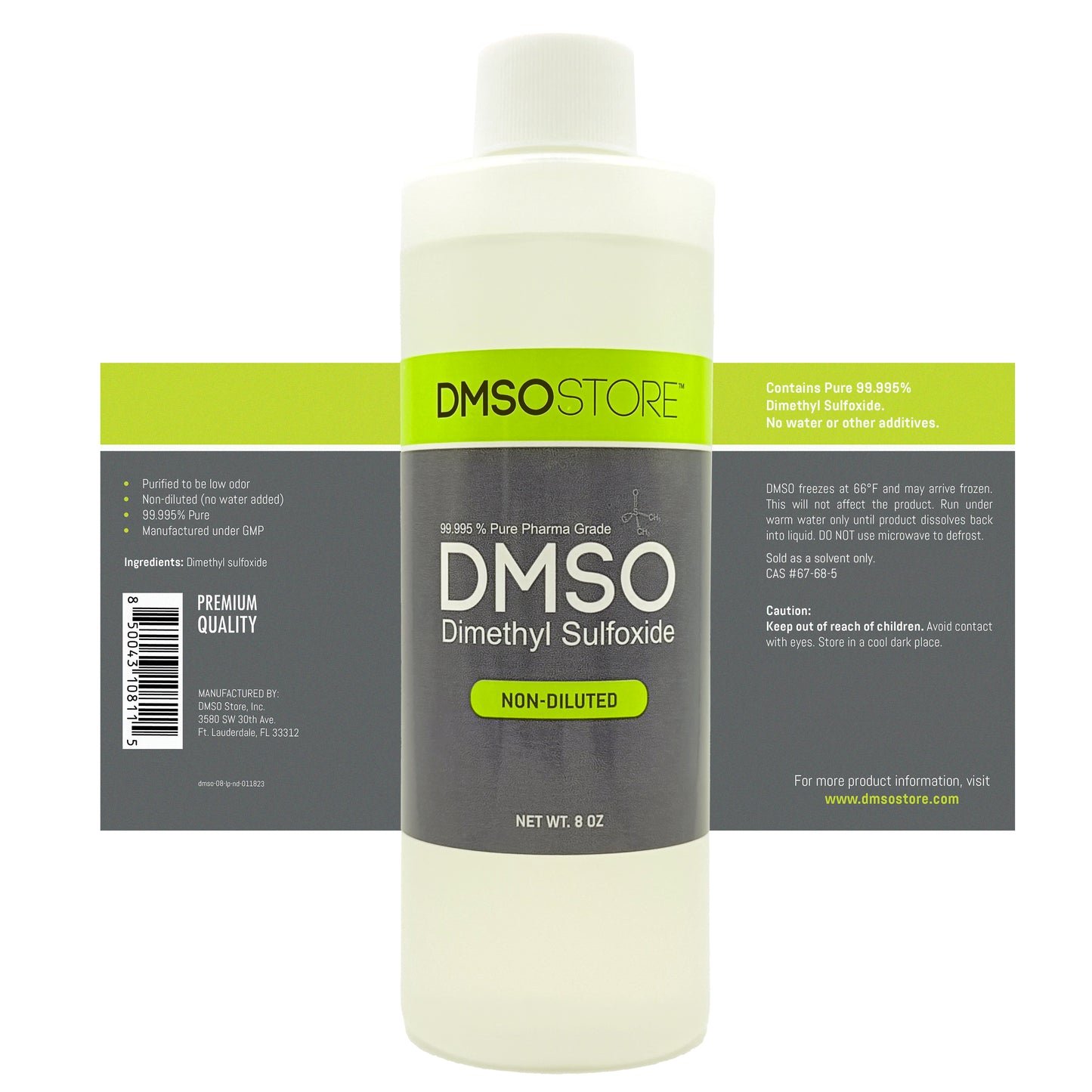 DMSO 8 oz. Non-diluted 99.995% Low Odor Pharma Grade Liquid Dimethyl Sulfoxide in BPA Free Plastic