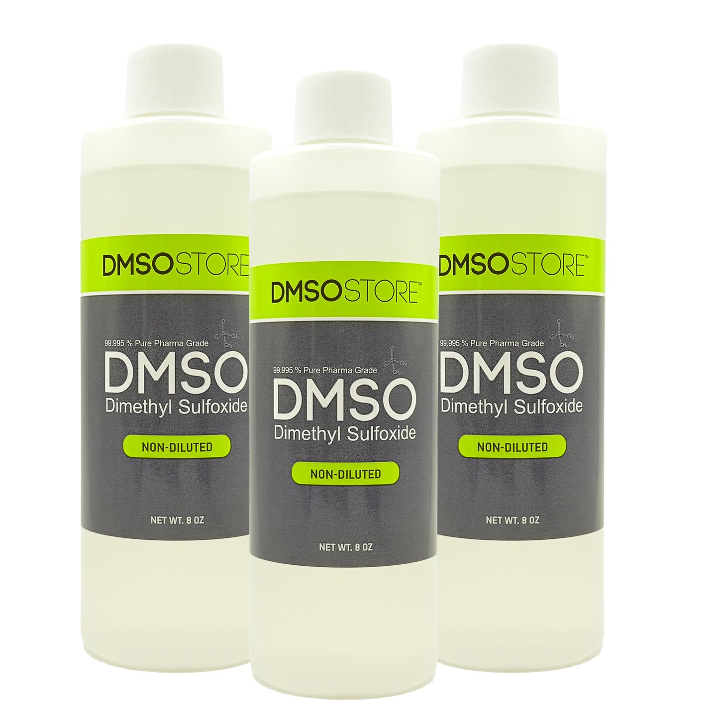 DMSO Liquid 8 oz. 3 Bottle Non-diluted 99.995% Low Odor Pharma Grade Dimethyl Sulfoxide in BPA Free Plastic