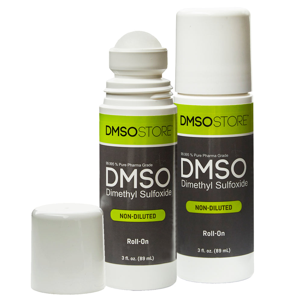 DMSO 3 oz. Roll-On 2 Bottle Special Non-diluted 99.995% Low Odor Pharma Grade Liquid Dimethyl Sulfoxide in BPA Free Plastic