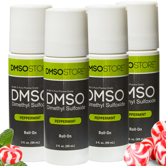 Peppermint DMSO 3 oz. Roll-on (4 Bottle) 99.995% Pharma Grade Liquid Dimethyl Sulfoxide in BPA Free Plastic