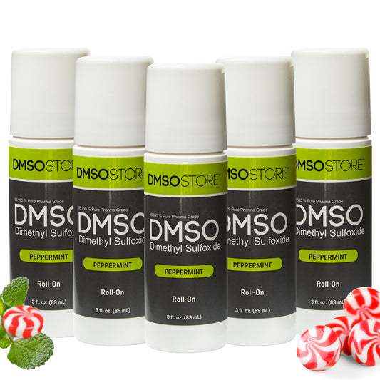 Peppermint DMSO 3 oz. Roll-on (5 Bottle) 99.995% Pharma Grade Liquid Dimethyl Sulfoxide in BPA Free Plastic