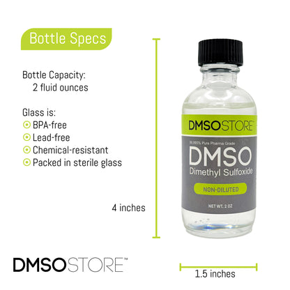2-oz. DMSO Liquid Non-Diluted 99.995% in a Glass Bottle w/ Dropper