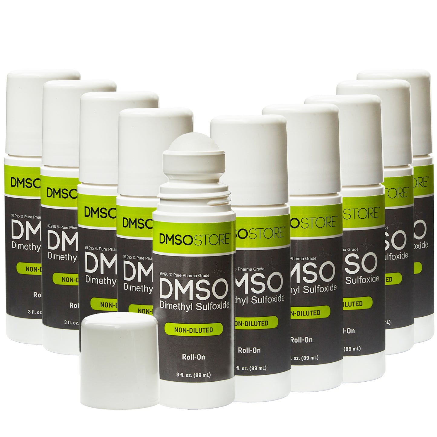 Non-Diluted DMSO 3 oz. Roll-on 10 Bottle Special 99.995% Low Odor Pharma Grade in BPA Free Plastic