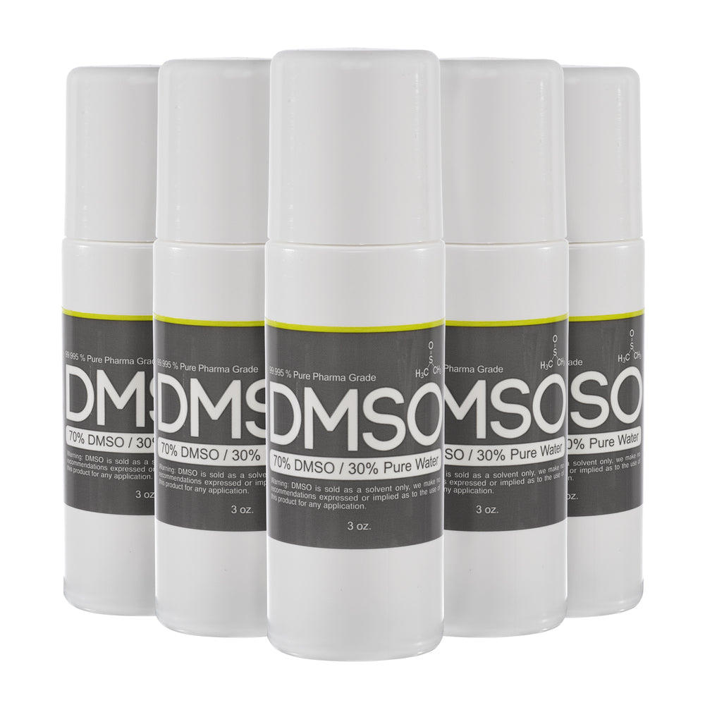DMSO 70/30 3 oz. 5 pack Roll-on DMSO/ WATER 99.995% Low Odor Pharma Grade in BPA Free Plastic
