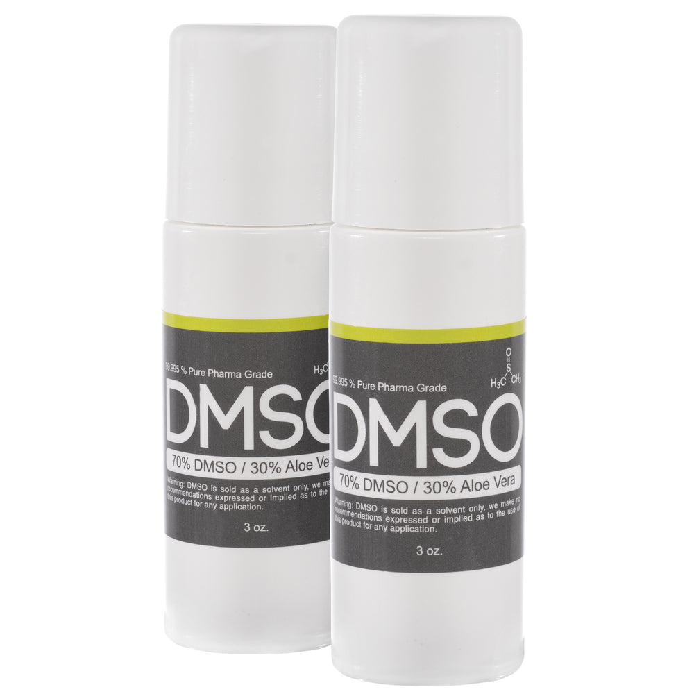 DMSO Roll-on 3 oz. Two bottle special 70/30 Aloe with 99.995% Low Odor Pharma Grade in BPA Free Plastic