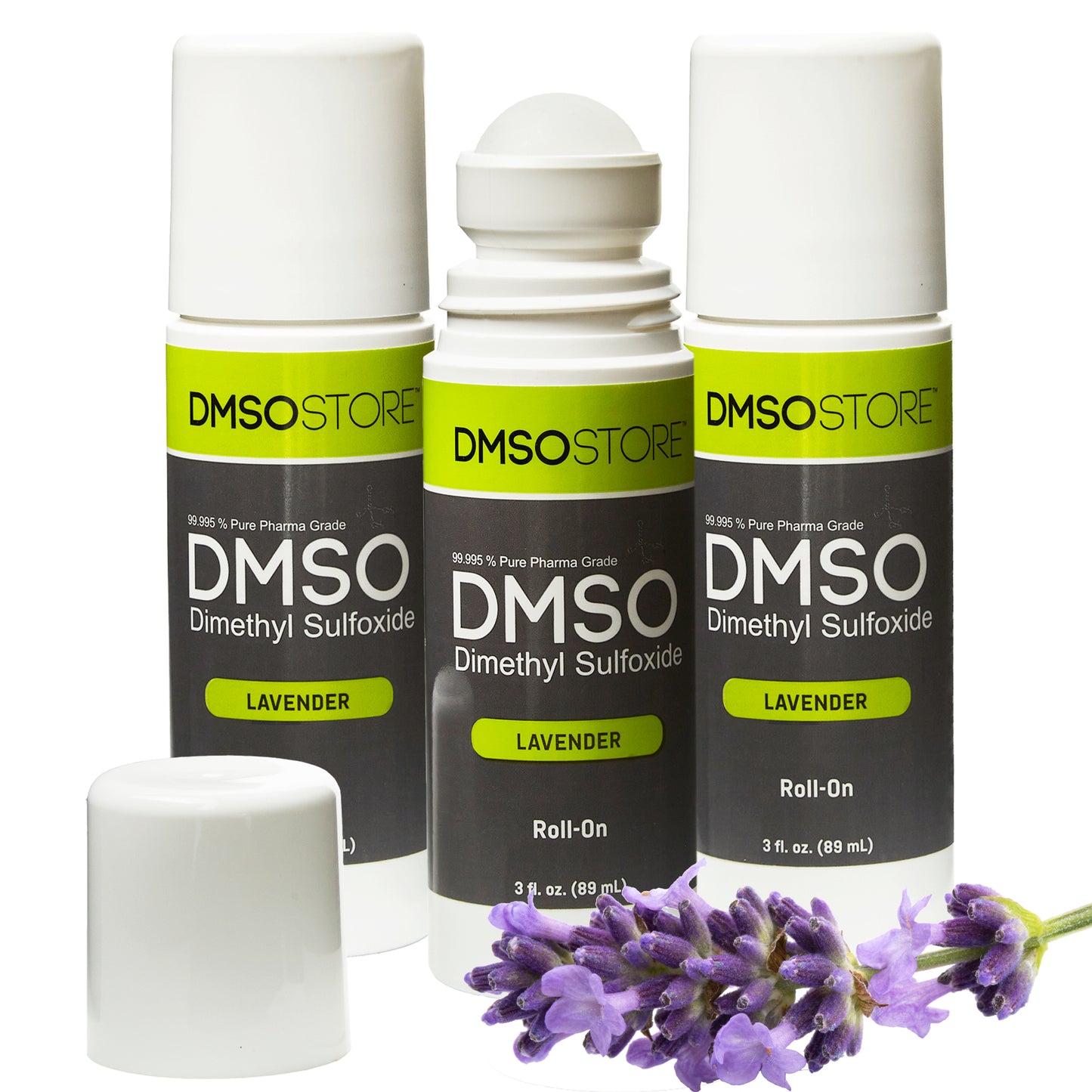 Lavender DMSO 3 oz. (3 Bottle) Roll-on 99.995% Pharma Grade Dimethyl Sulfoxide in BPA Free Plastic