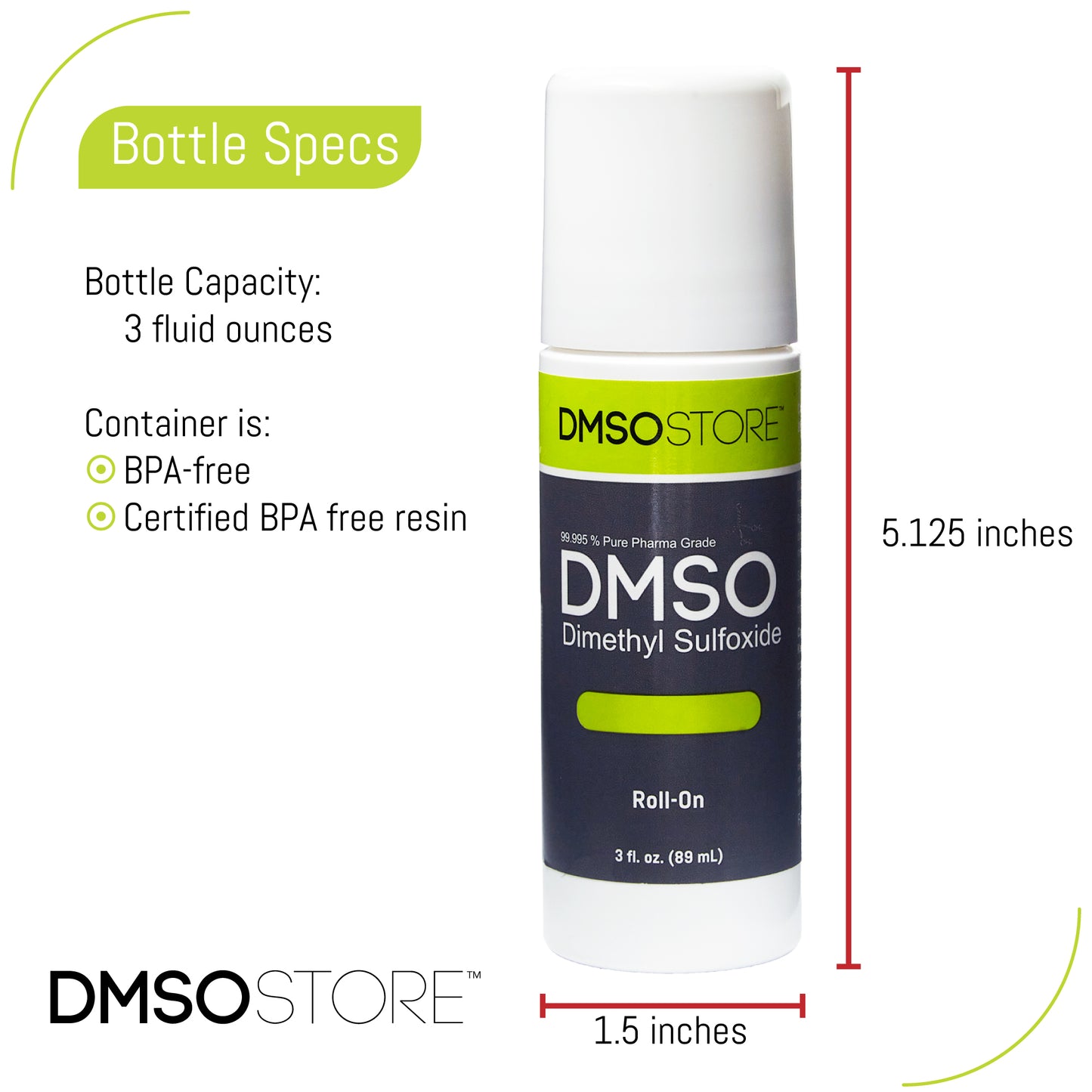 DMSO 70/30 Distilled Water 3 oz. Roll-on 4 Bottle Special 99.995% Low Odor Pharma Grade in BPA Free Plastic