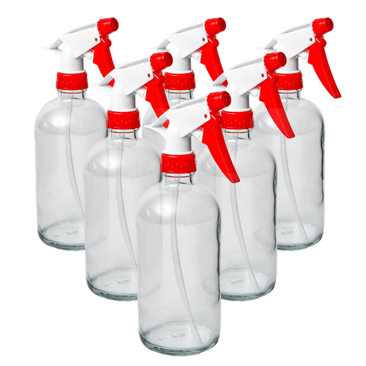Glass Spray Bottles (8 oz.) with Red trigger sprayer 6 CT. - dmsostore