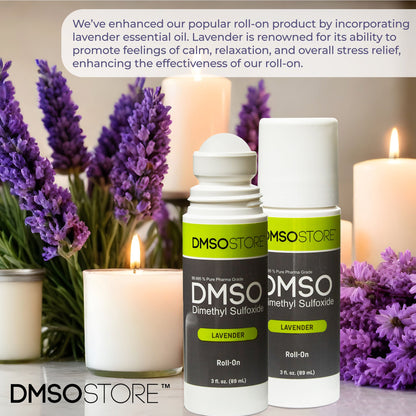 Lavender DMSO Roll-On for Relaxation and Stress Relief with Fresh Flowers and Candle
