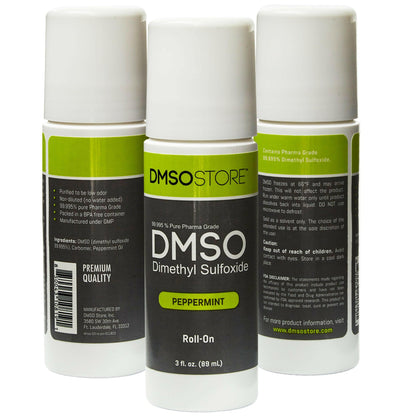 3 Bottle DMSOSTORE Peppermint DMSO Roll-On - Clarity and Freshness DMSO Peppermint Roll-On- Energy and Stress Relief