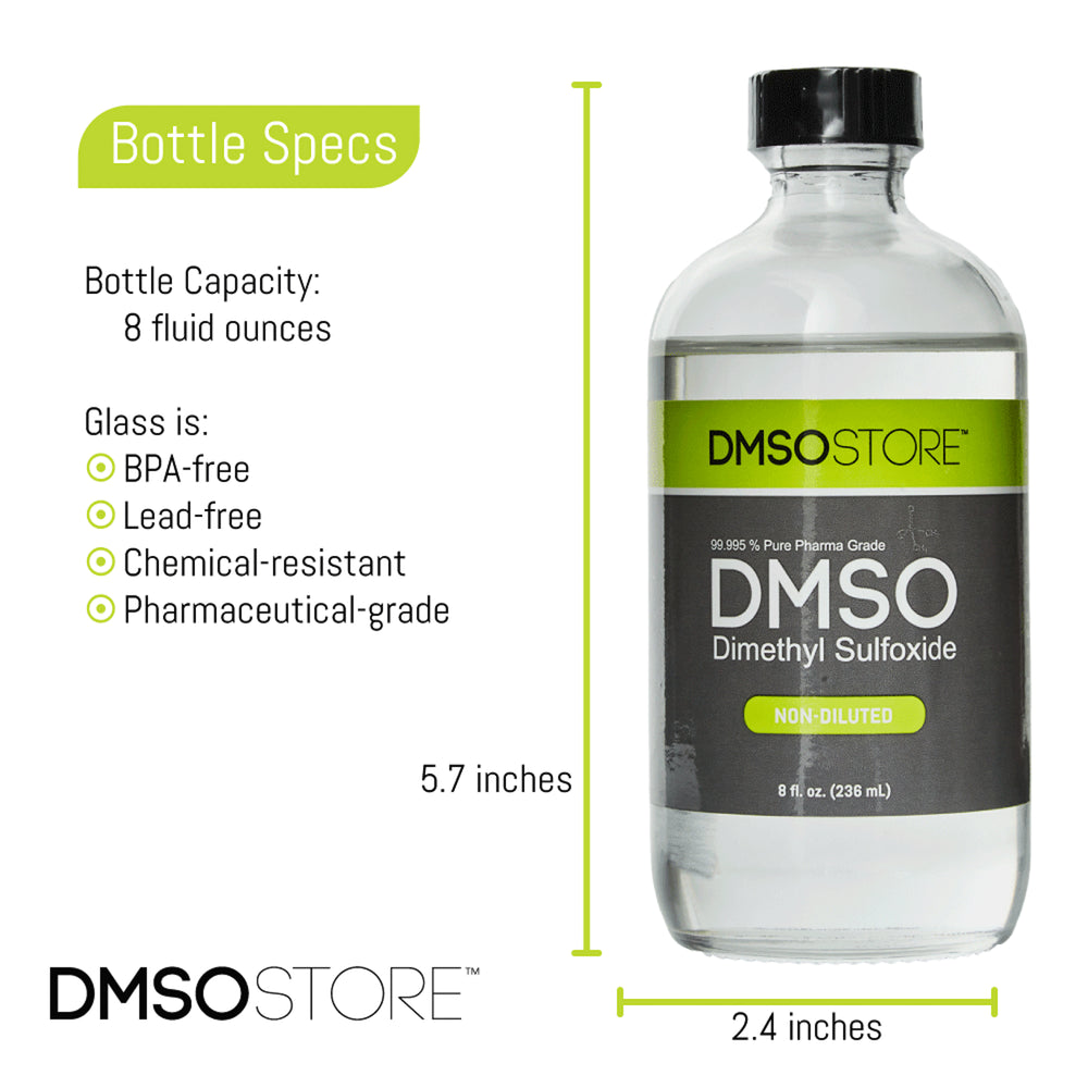 DMSO 8 oz. 3 Glass Bottle Special Non-diluted 99.995% Low Odor Pharma Grade Liquid Dimethyl Sulfoxide