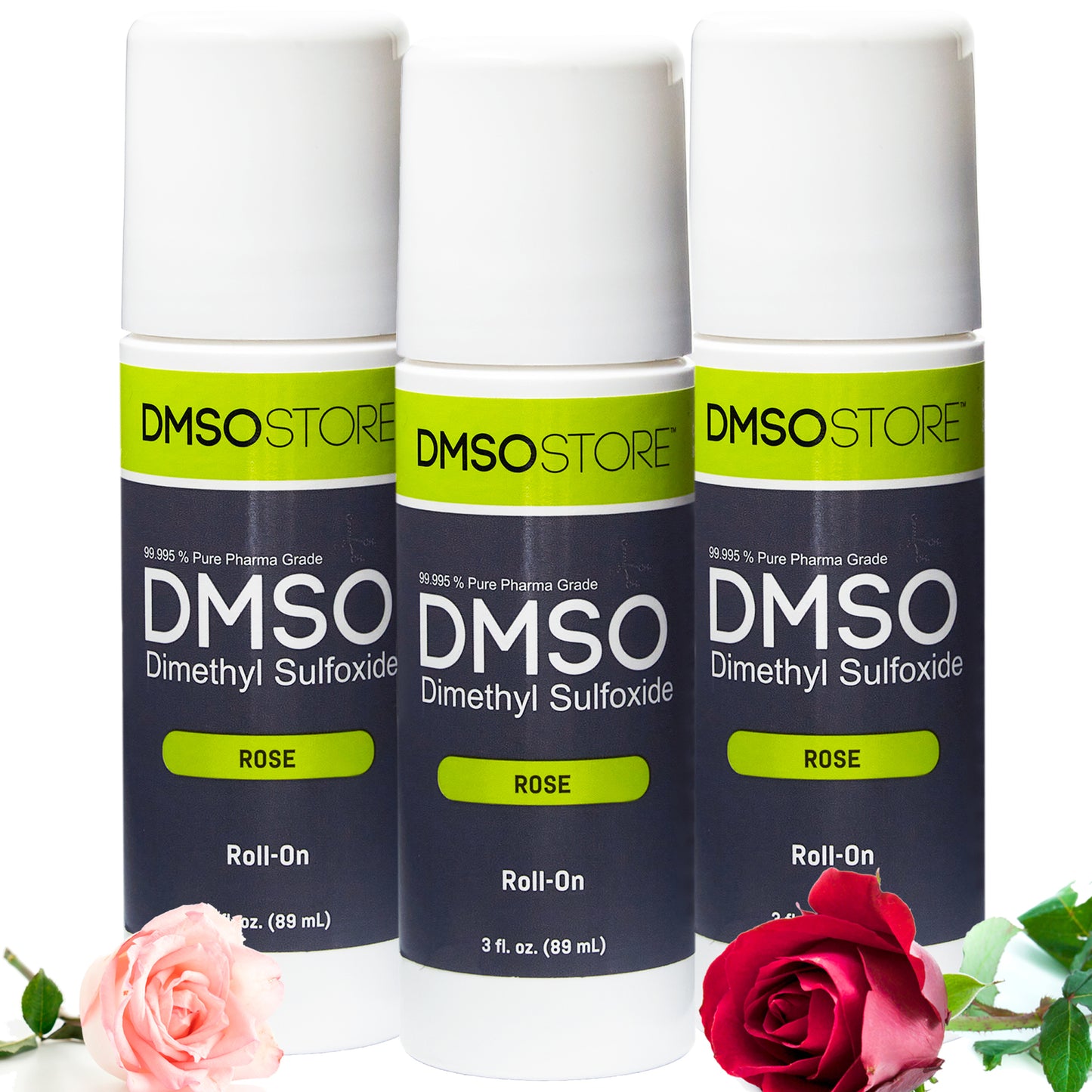 Rose DMSO 3 oz. (3 Bottle) Roll-on 99.995% Pharma Grade Dimethyl Sulfoxide in BPA Free Plastic