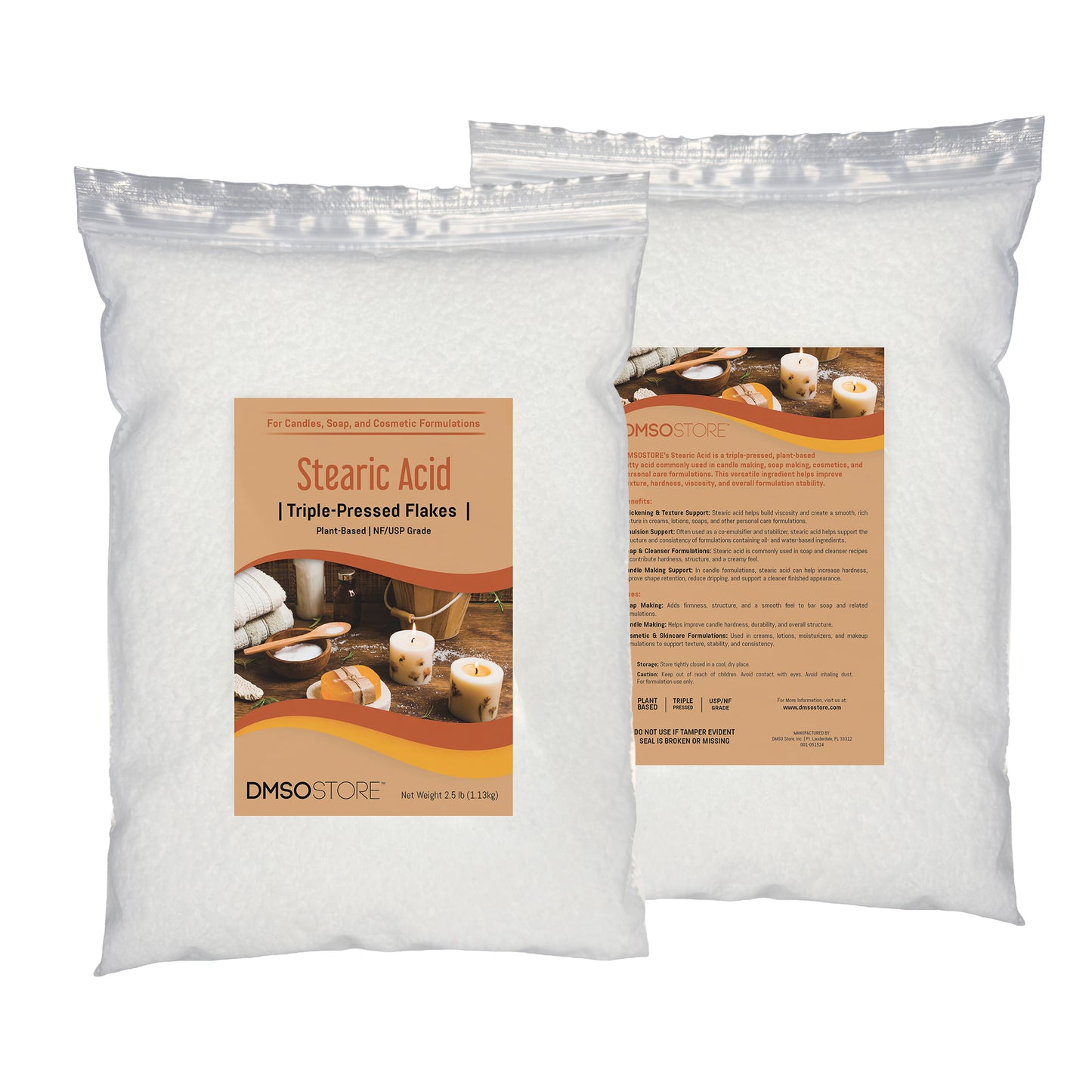 Stearic Acid Flakes 2.5 lbs. Triple Pressed NF/USP Food Grade