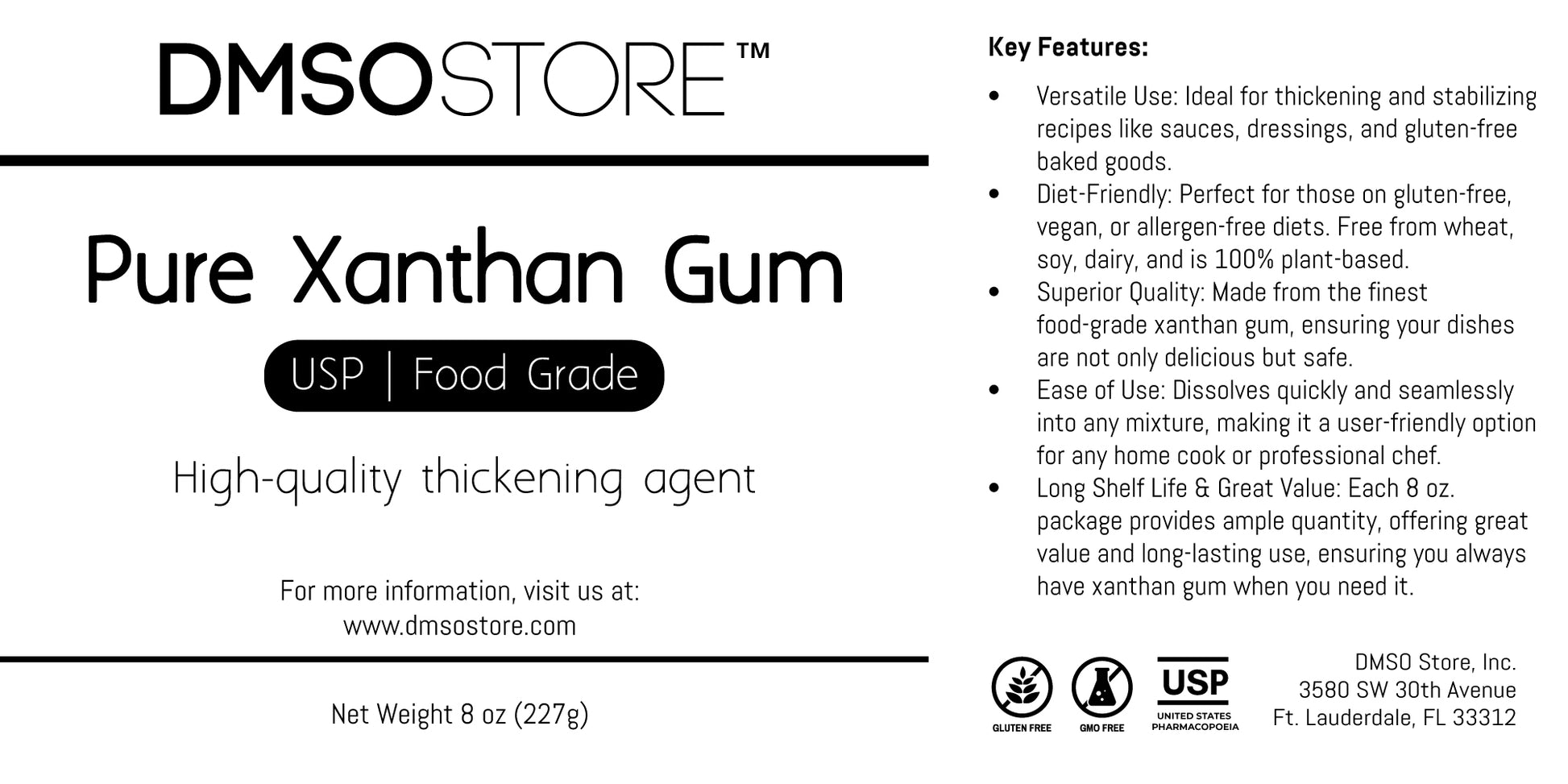 Pure Xanthan Gum Powder - Gluten-Free Thickener and Stabilizer 8 oz.