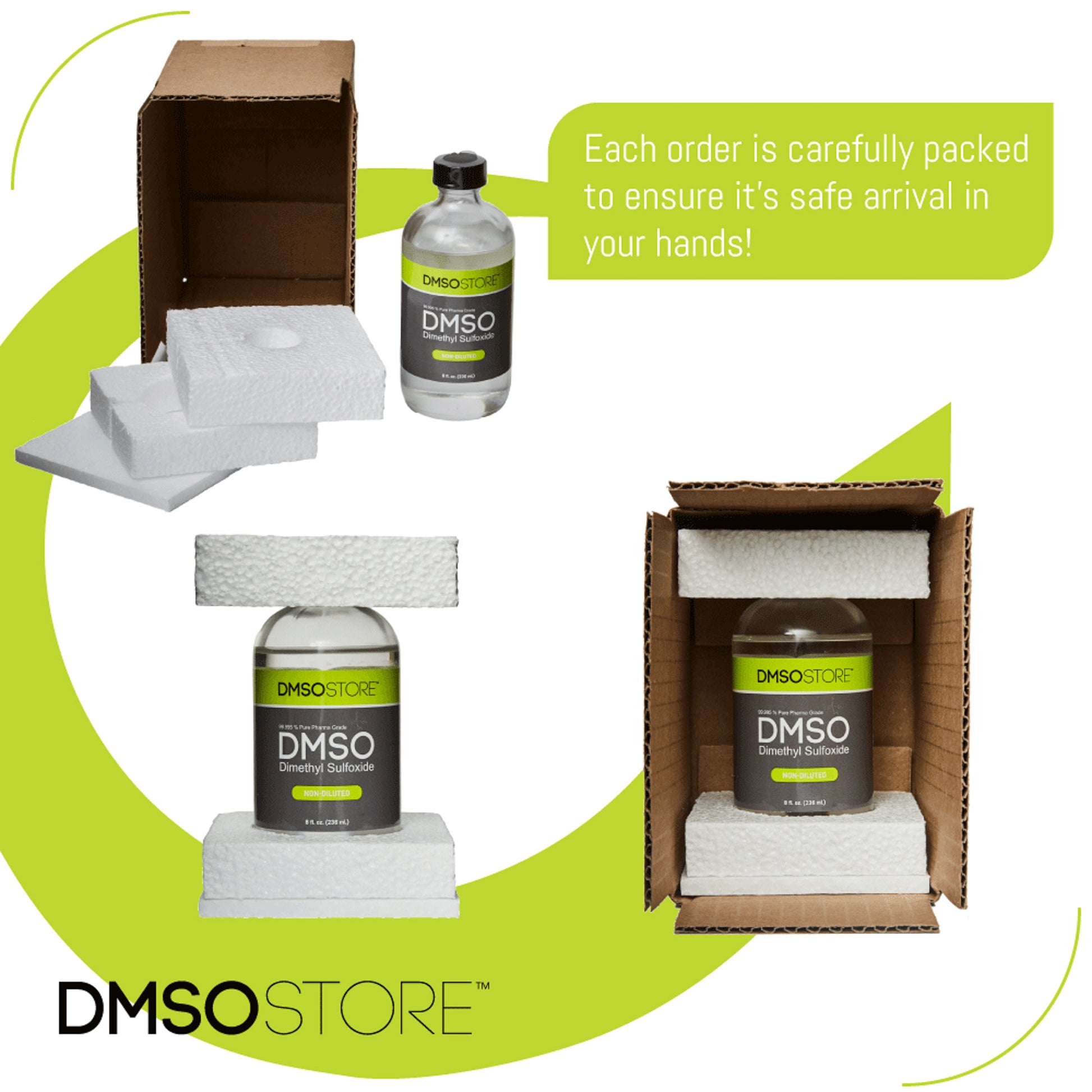 DMSO 8 oz. 5 Glass Bottle Special Non-diluted 99.995% Low Odor Pharma Grade Liquid Dimethyl Sulfoxide - dmsostore