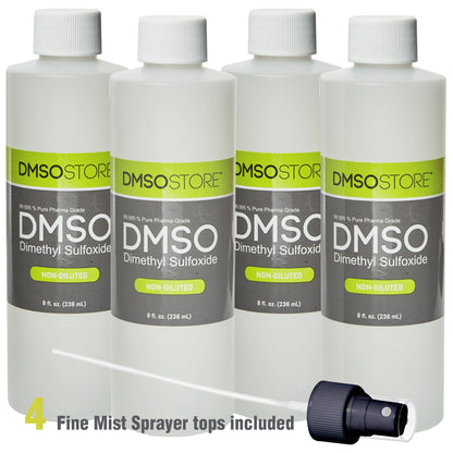 DMSO 8 oz Liquid in Plastic Bottle with Sprayer Pure 99.995 Pharma Grade (4 pack)