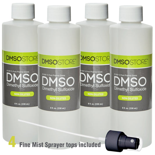 DMSO 8 oz Liquid in Plastic Bottle with Sprayer Pure 99.995 Pharma Grade (4 pack)