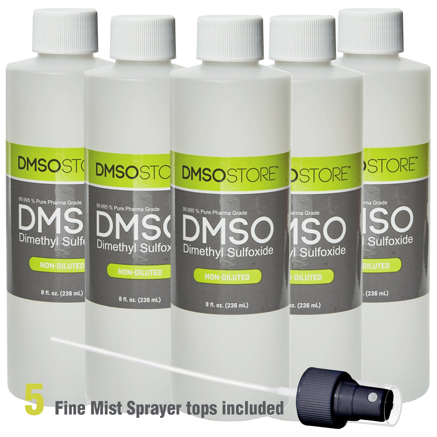 DMSO 8 oz Liquid in Plastic Bottle with Sprayer Pure 99.995 Pharma Grade (5 pack)