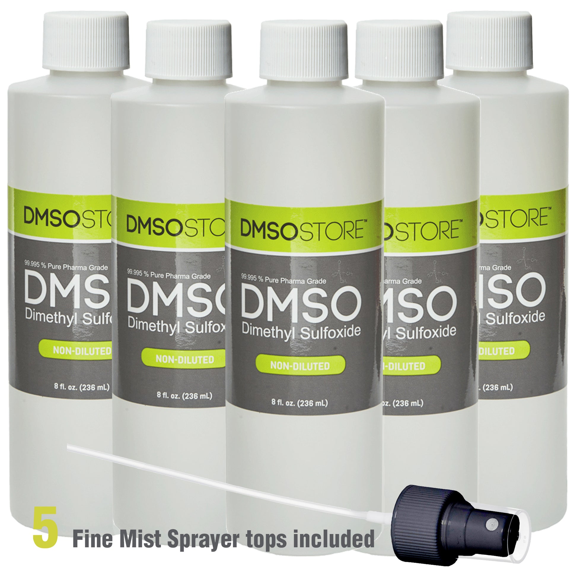 DMSO 8 oz Liquid in Plastic Bottle with Sprayer Pure 99.995 Pharma Grade (5 pack)