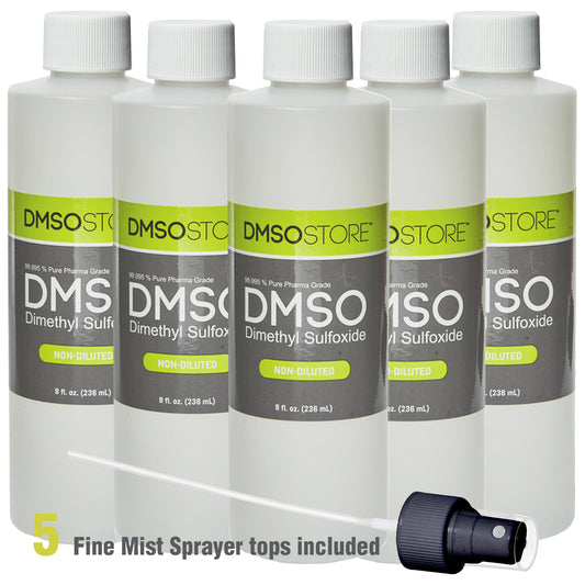 DMSO 8 oz Liquid in Plastic Bottle with Sprayer Pure 99.995 Pharma Grade (5 pack)
