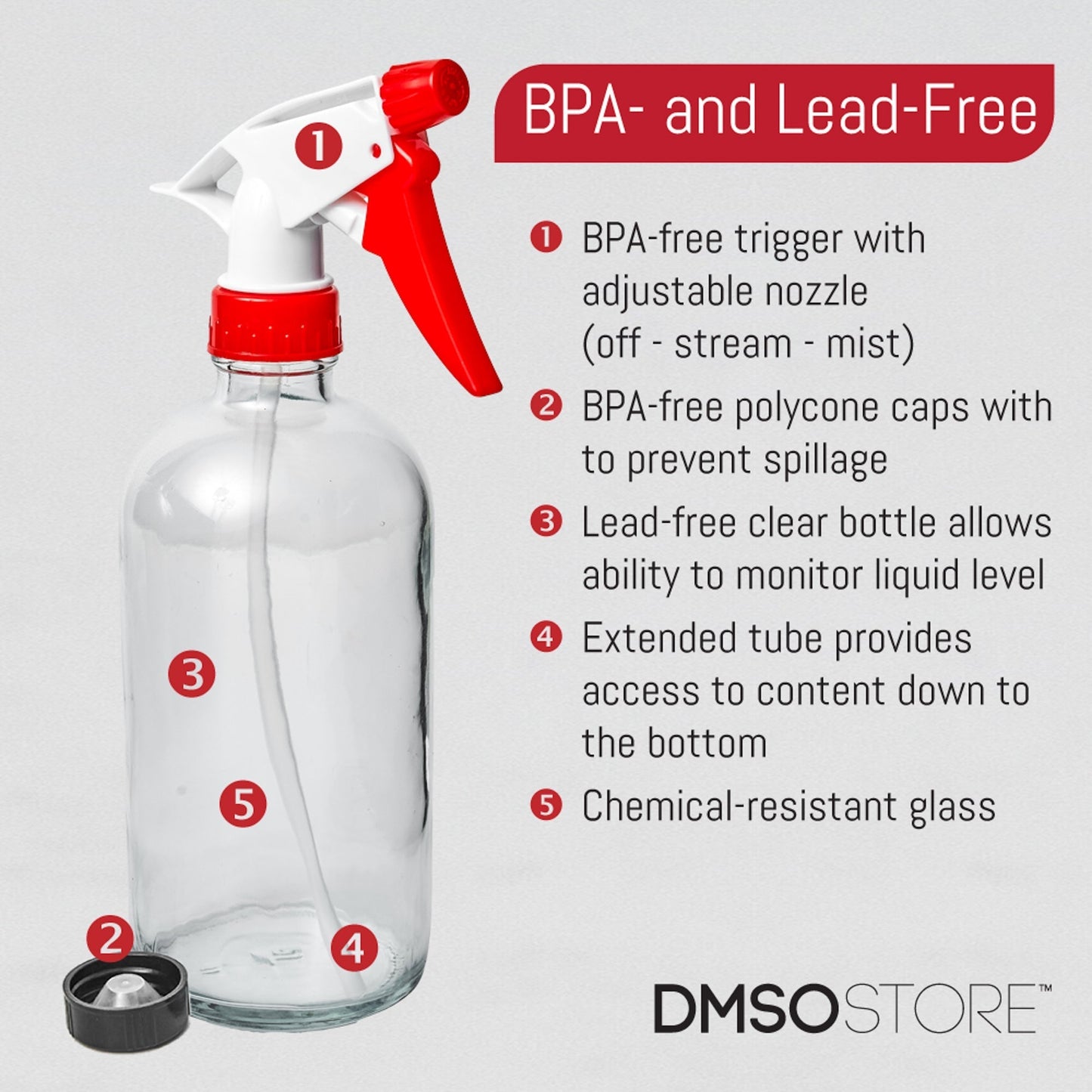 Glass Spray Bottles (8 oz.) with Red trigger sprayer 6 CT. - dmsostore