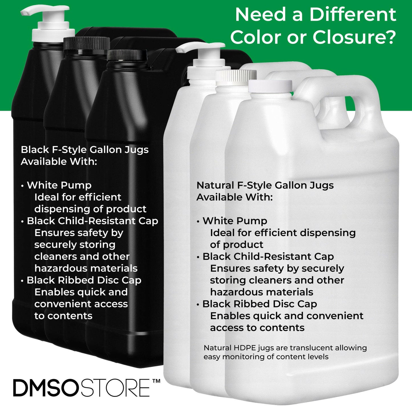 F-Style 38/400 Black 1 Gallon Bottle HDPE Jug w/ Push Pump (128oz)