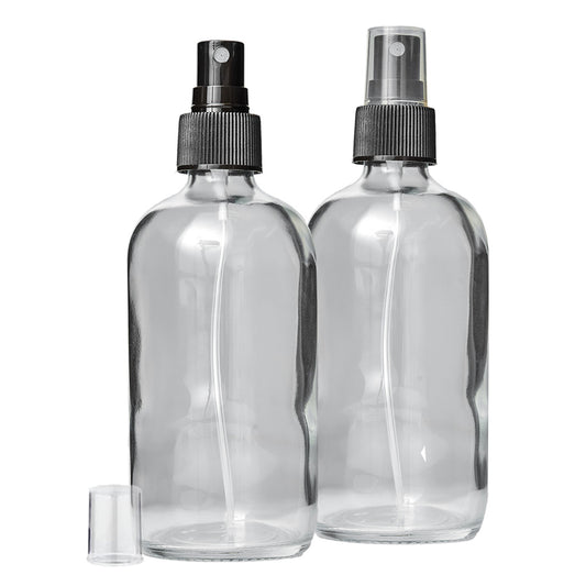 2 Clear Glass 8 oz Bottles with Fine Mist Sprayer | BPA- and Lead-Free