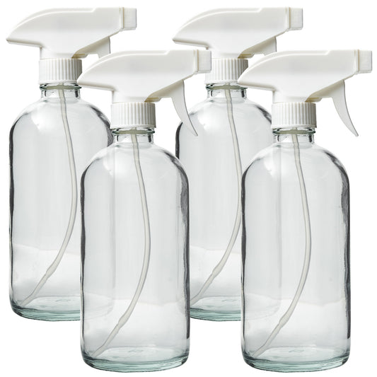 DMSOSTORE 4 Glass Spray Bottles (8 oz.) with white trigger sprayer - dmsostore