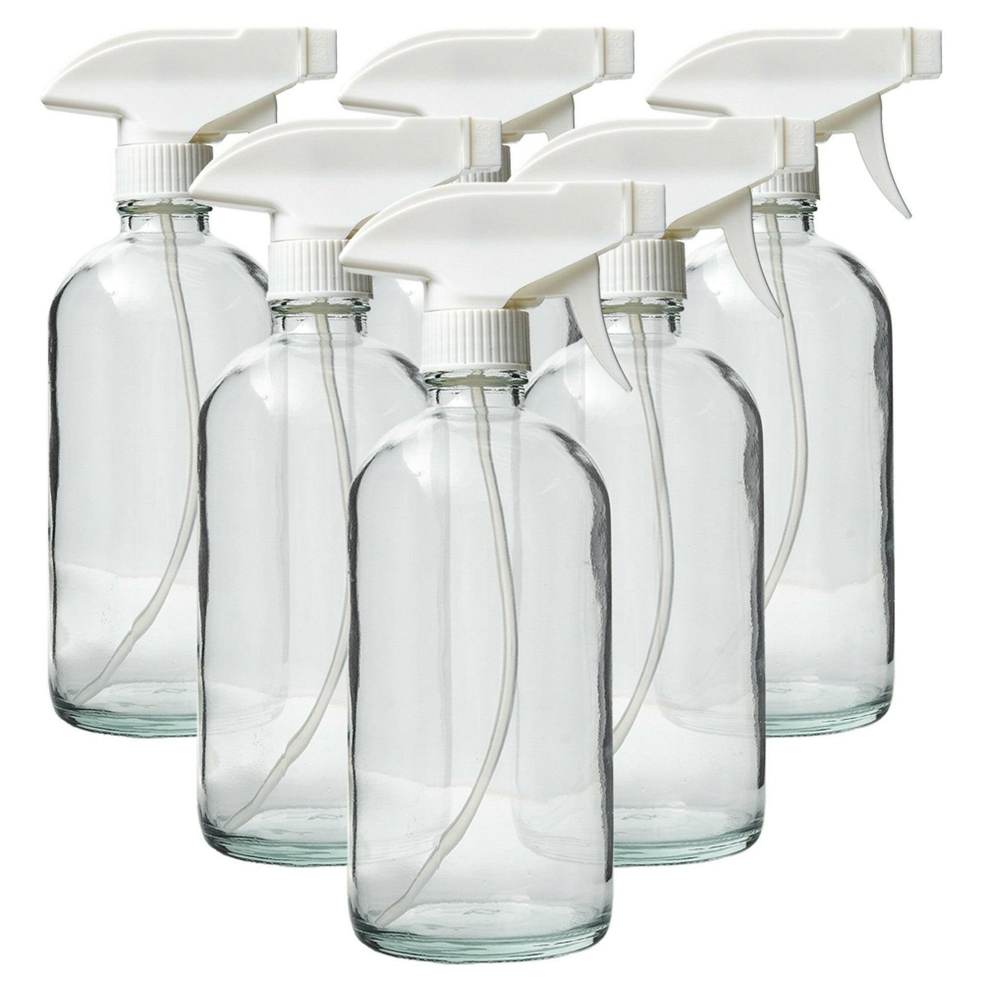 Glass Spray Bottles (8 oz.) with White trigger sprayer 6 CT.