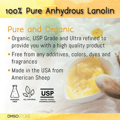 LANOLIN 8 oz. USP Grade Anhydrous Ultra Refined 100% Pure Skin Moisturizer - dmsostore