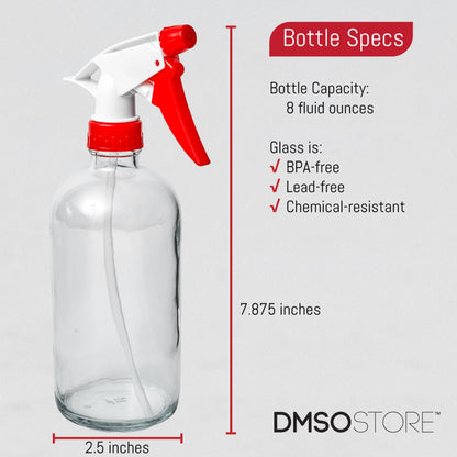 oz. Reusable clear glass bottle specs.