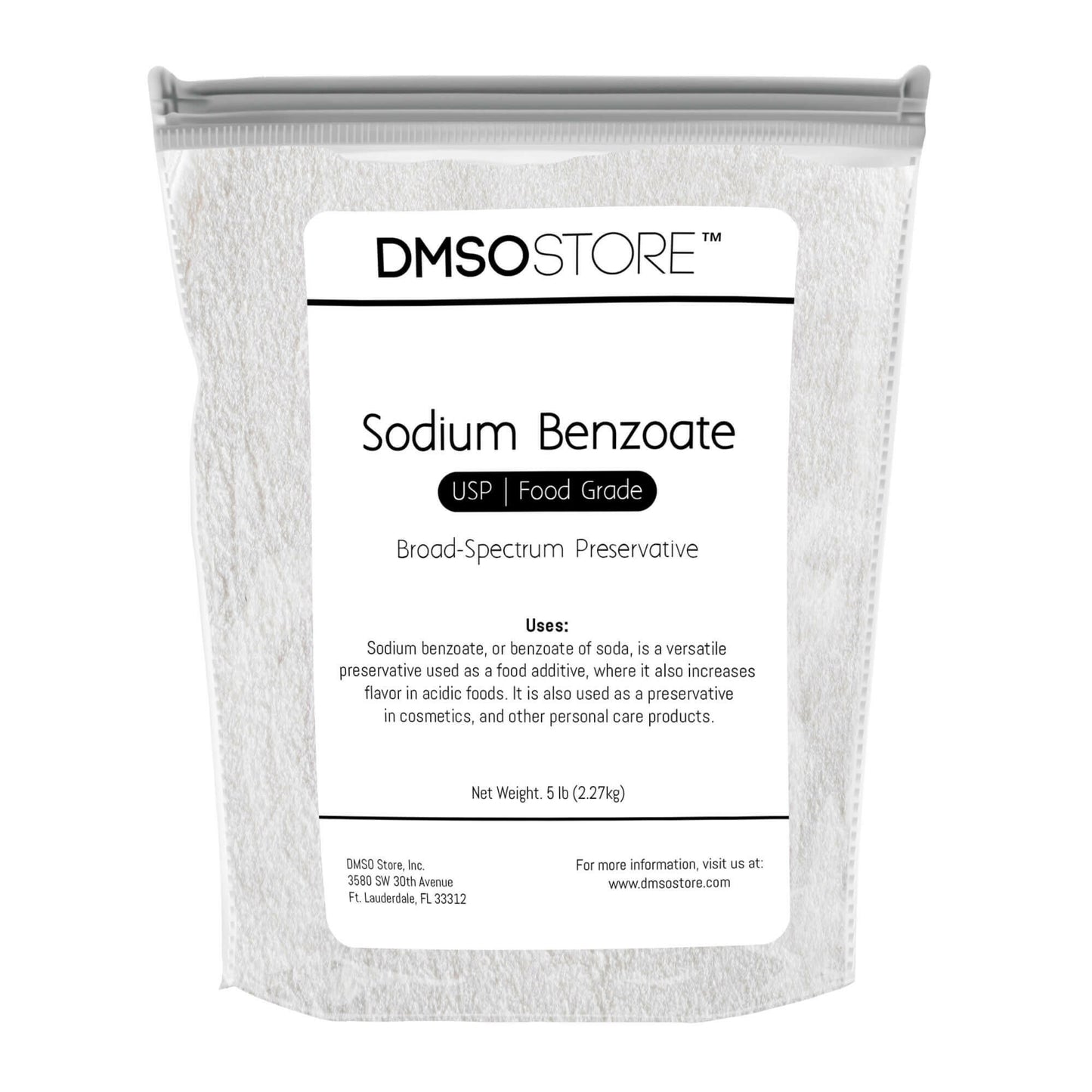 5 lb Resealable pouch of Premium Sodium Benzoate