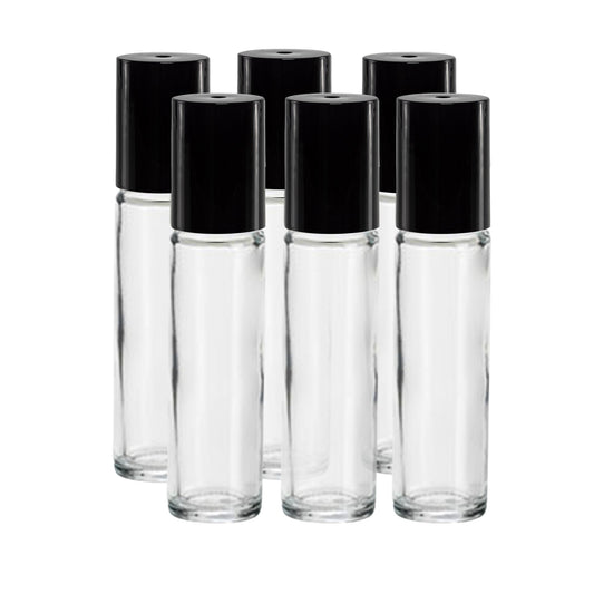 Refillable 10ML Glass Roll on bottle| Plastic Roller Ball and Droppers 6 ct.