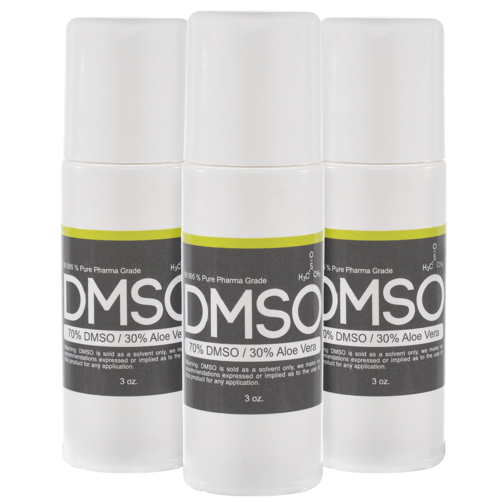 DMSO 70/30 3 oz. Aloe Vera Roll-on Super Biologic 3 Bottle Special 99.995% Low Odor Pharma Grade in BPA Free Plastic