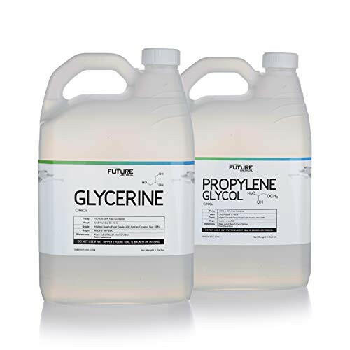 Two one gallon bottles of Glycerine. Bottles are clear with white screw on cap. 