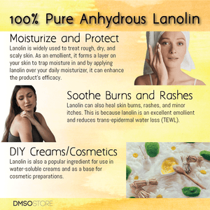 Moisturize and protect. Lanolin is widely used to treat rough, dry and scaly skin. As an emollient, it forms a layer on your skin to trap moisture, it can enhance the products efficacy. Soothe burns and rashes. Lanolin can also heal skin burns, rashes, and minor itches. This is because lanolin is an excellent emollient and reduces trans-epidural eater loss. DIY creams/cosmetics. Lanolin is also a popular ingredient for use in water-soluble creams and as a base for cosmetic preparations. 